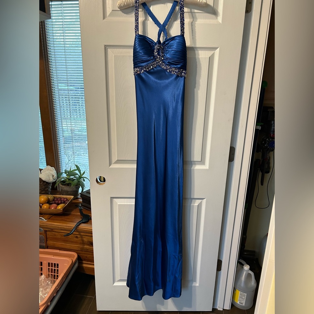 Faviana Royal Blue Satin Dress